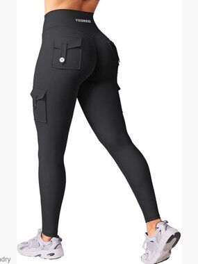 High Rise Cargo Leggings with Pockets, Butt Lifting, Squat Proof, Gym Yoga